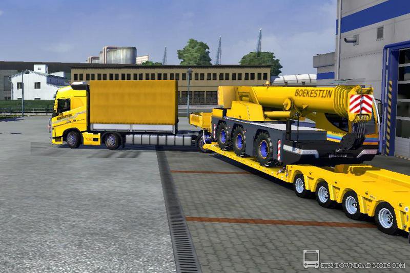 Прицеп с краном, скин и колеса к Volvo FH 2012 для Euro Truck Simulator 2 1.11.1