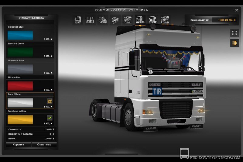 Скачать мод на грузовик Daf XF 95 для Euro Truck Simulator 2 1.16.2 (ETS 2 1.16.2)