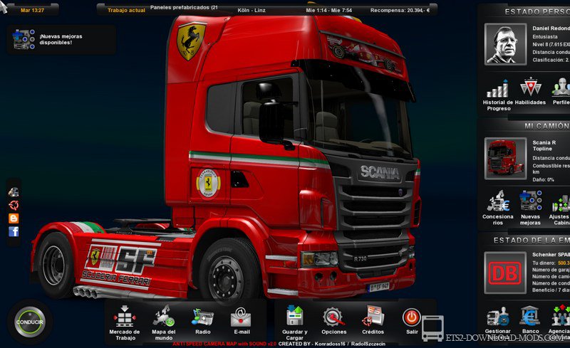 Скин Scuderia Ferrari на Scania для Euro Truck Simulator 2