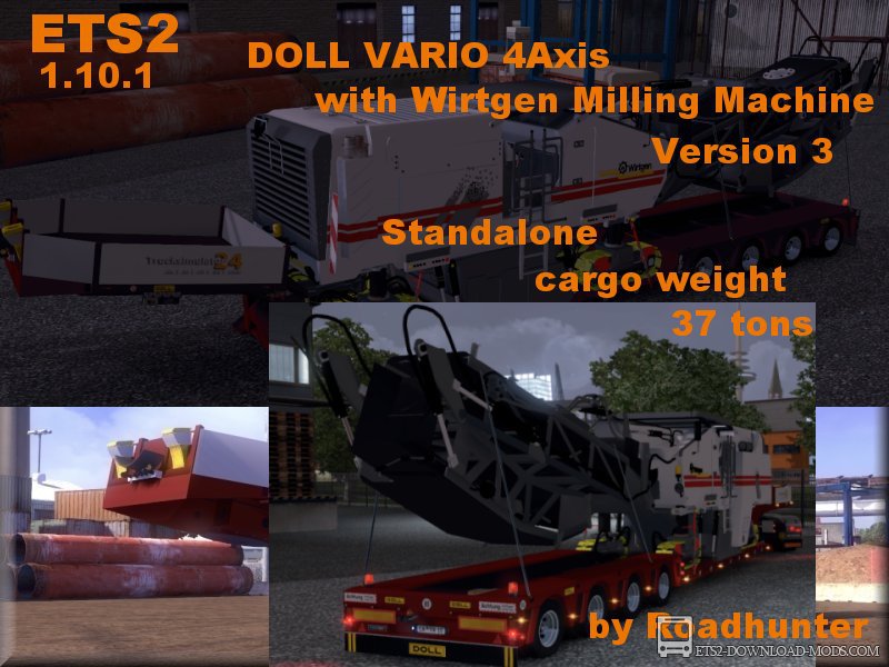 Скачать мод на прицеп Wirtgen W 2100 для Euro Truck Simulator 2 1.10.1 (ETS 2)