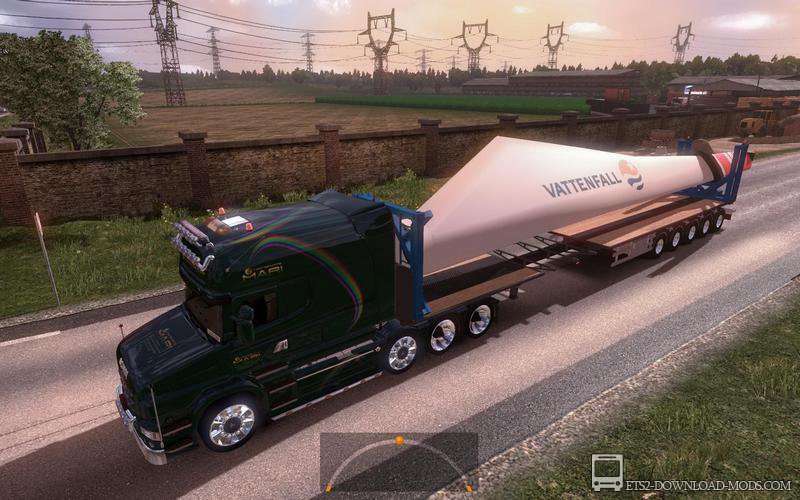Трейлер с лопастью ветрогенератора для Euro Truck Simulator 2 1.10.1