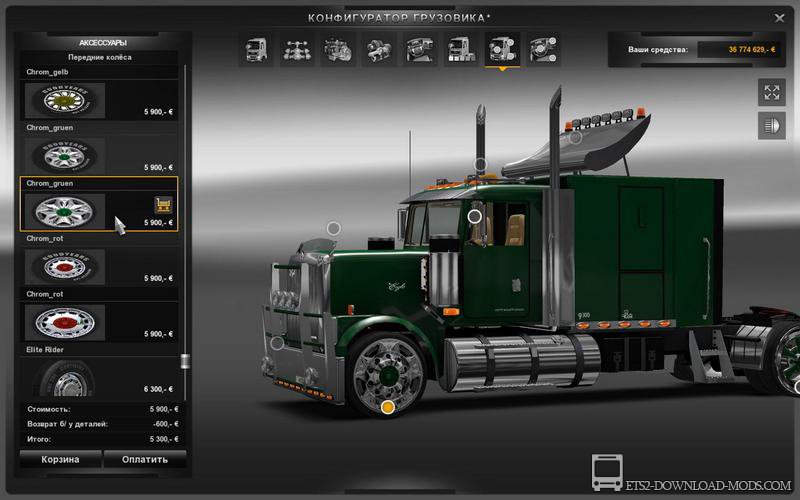 Скачать мод на колеса и диски для всех грузовиков для Euro Truck Simulator 2 1.8.2.5 (ETS 2)