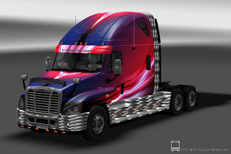 Два скина для Freightliner Cascadia для Euro Truck Simulator 2 1.10.1 + Двигатель 1800 л.с.
