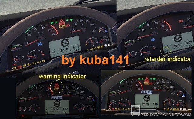 Скачать мод на приборную панель VOLVO FH 2009 для Euro Truck Simulator 2 1.11.1 (ETS 2)