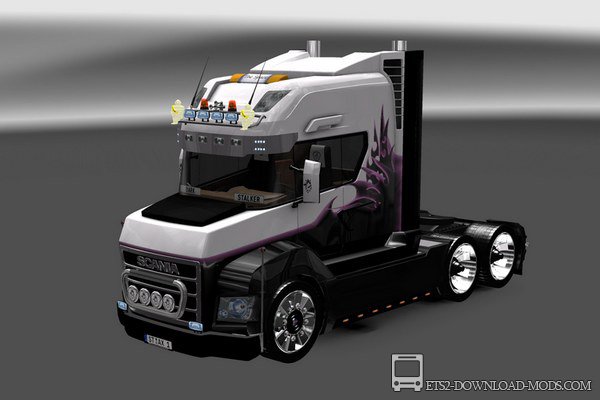 Скачать мод на грузовик Scania Stax+Caterpillar Skin для Euro Truck Simulator 2 1.12.1