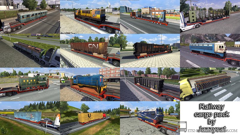Скачать мод на прицепы Railway cargo pack v1.5 для Euro Truck Simulator 2 1.12.1 (ETS 2, С грузом по Европе 3)