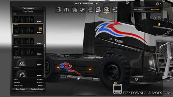 Скачать мод на тюнинг «Сборник внедорожных колес от Koral» для Euro Truck Simulator 2 1.12.1
