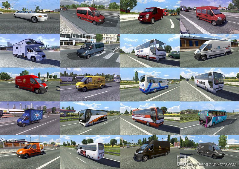 Скачать мод на Пак легкового траффика v1.7 от Jazzycat для Euro Truck Simulator 2 1.12.1 (ETS 2, С грузом по Европе 3)