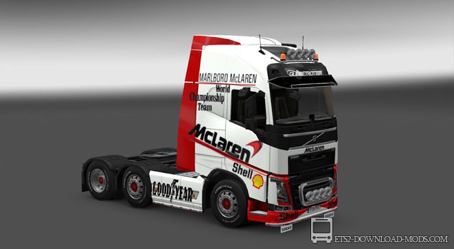 Скачать мод на скин Volvo 2012 McLaren skin mod для Euro Truck Simulator 2 1.12.1