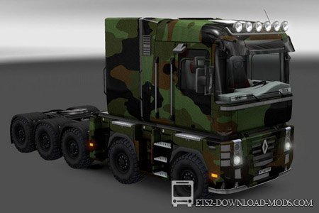 Скачать мод на скин Армейский Renault Magnum для Euro Truck Simulator 2 1.12.1