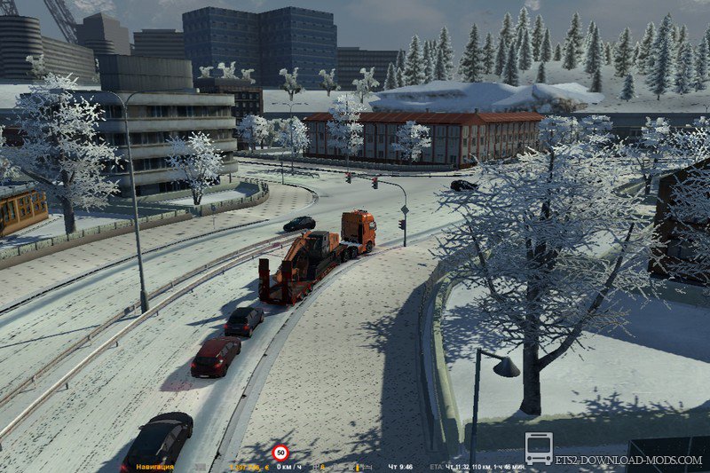 Скачать мод на зимнюю погоду Wintermod V7.2 для Euro Truck Simulator 2 1.14