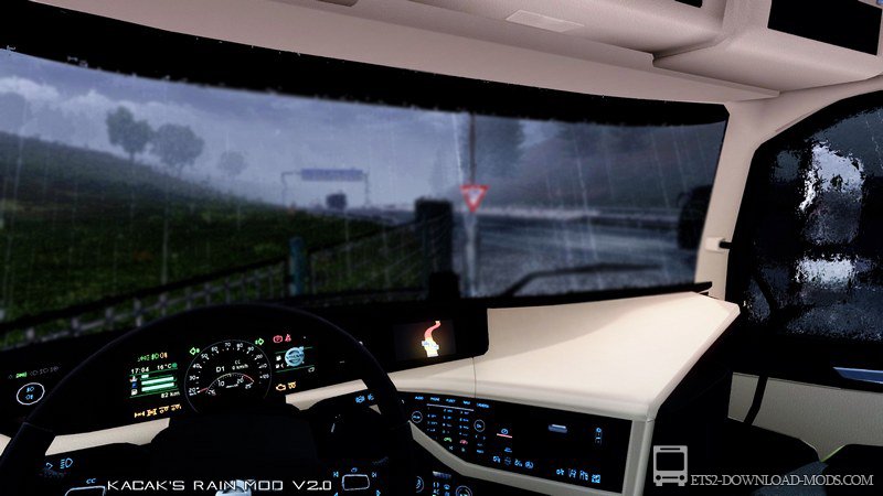 Скачать мод на дождь Rain Mod by KacaK для Euro Truck Simulator 2 1.12.1