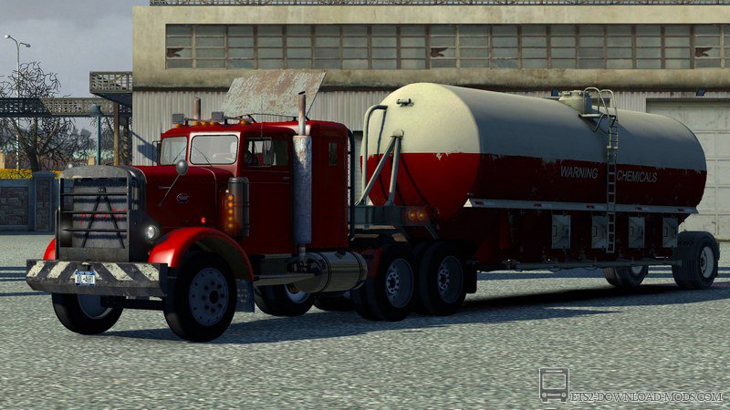 Скачать мод на грузовик Peterbilt 351 + оригинальные прицепы для Euro Truck Simulator 2 1.12.1 (ETS 2, С грузом по Европе 3)
