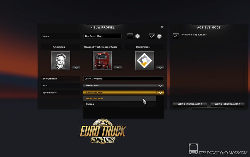 Скачать мод на карту The Dutch Map 1.0 для Euro Truck Simulator 2 1.14 (ETS 2 1.14, С грузом по Европе 3)