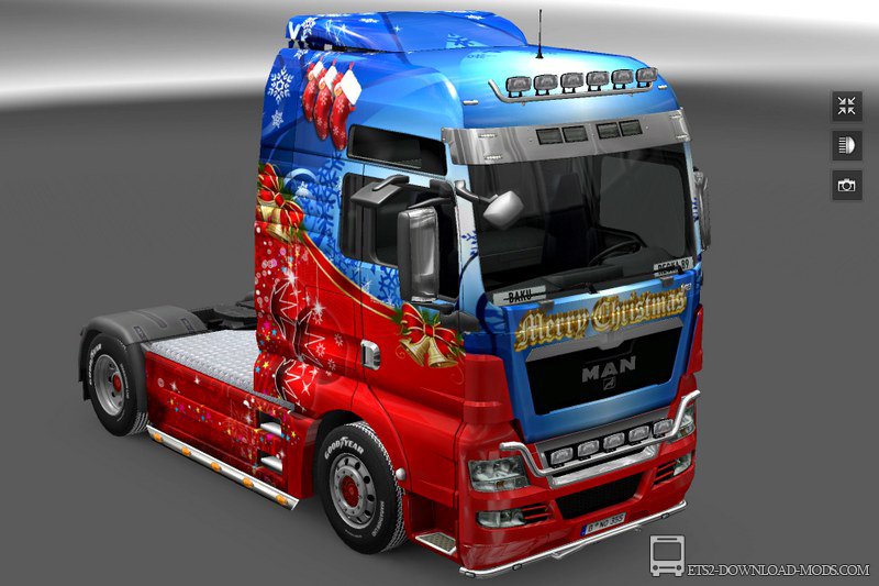 Скачать мод на Рождественский скин грузовика MAN для Euro Truck Simulator 2