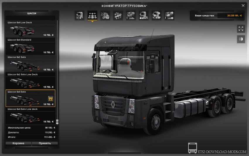 Скачать мод на грузовик Renault Magnum MTP для Euro Truck Simulator 2 1.14