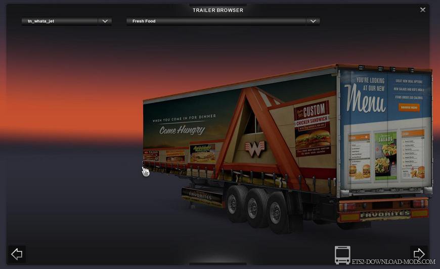 Скачать мод на прицеп Whataburger для Euro Truck Simulator 2 1.16