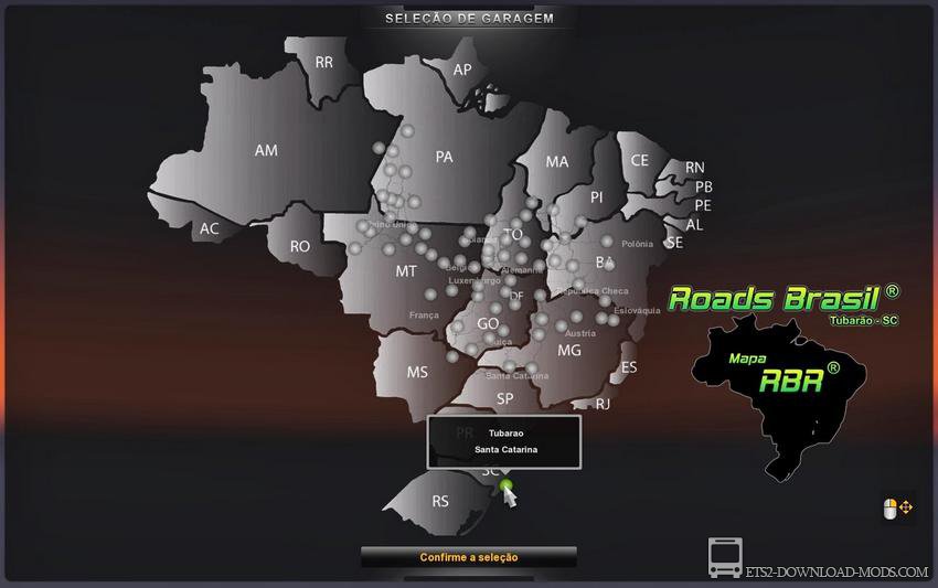Скачать мод на карту Бразилии - Mapa RBR 1.0.8 для Euro Truck Simulator 2 1.16