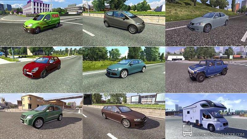 Скачать мод пак легкового трафика v2.3 от Jazzycat для Euro Truck Simulator 2 1.16 (ETS 2 1.16.2, С грузом по Европе 3)