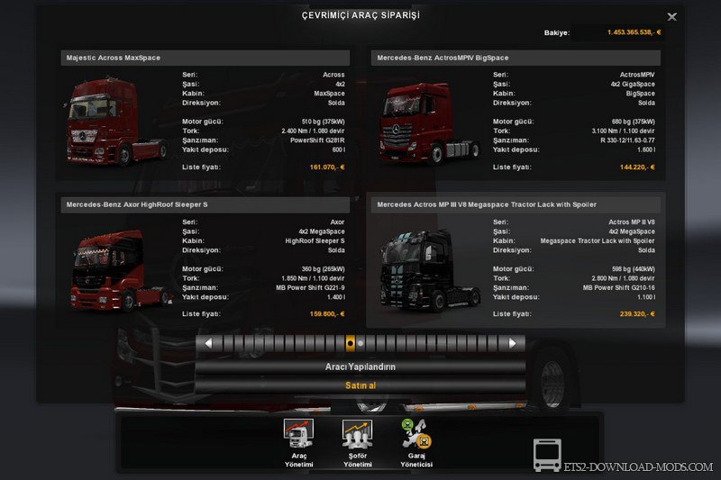 Скачать мод на пак грузовиков Mercedes Benz Pack v2 для Euro Truck Simulator 2 1.16