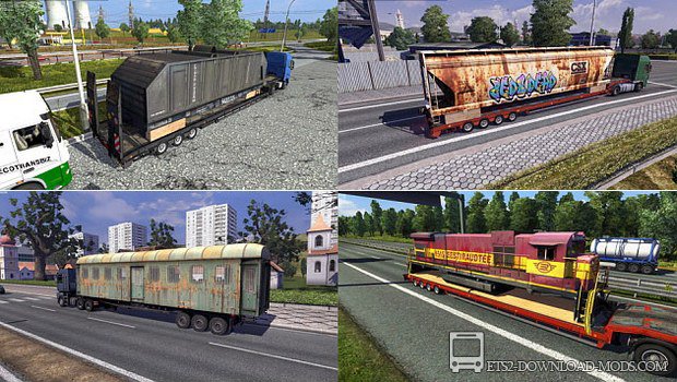 Скачать мод на прицепы с железнодорожной техникой от Jazzycat v1.6 для Euro Truck Simulator 2 (ETS 2, ЕТС 2)