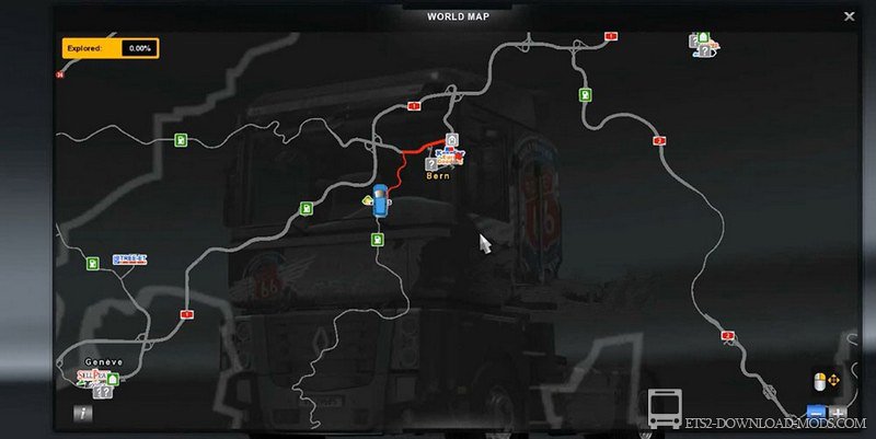 Скачать мод на новый курсор в навигаторе для Euro Truck Simulator 2 1.18 (навигатор для ETS 2 1.18, ЕТС 2 1.18)