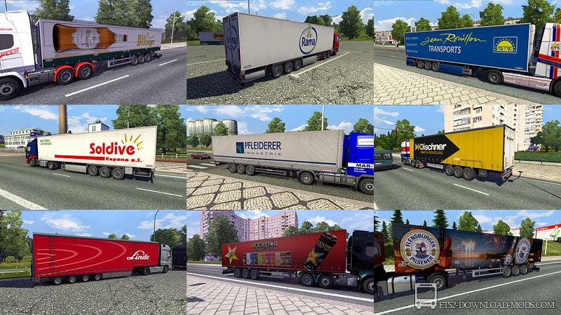 Скачать мод на пак прицепов и грузов от Jazzycat v3.4 для Euro Truck Simulator 2 1.18 (трейлеры для ETS 2 1.18, ЕТС 2 1.18)