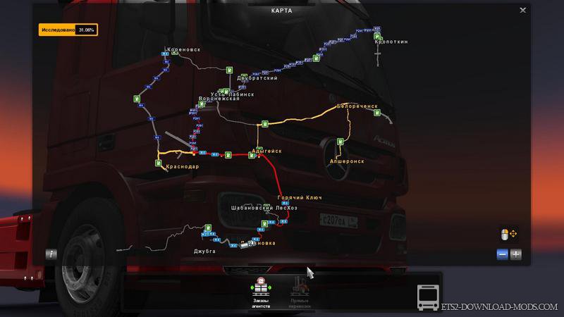 Мод на карту Кубанское раздолье 2 для Euro Truck Simulator 2 1.15 (карта для ETS 2 1.15, ЕТС 2 1.15)