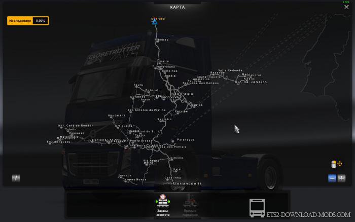 Мод на карту Бразилии EAA NORMAL V2.5 для Euro Truck Simulator 2 1.18 (карта для ETS 2 1.18, ЕТС 2 1.18)