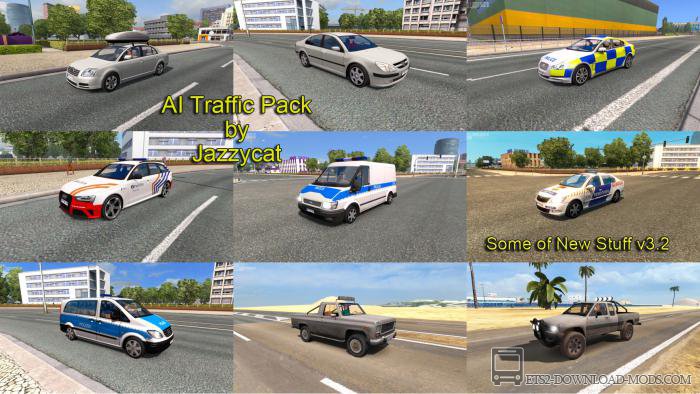 Пак легкового траффика от Jazzycat v3.8 для Euro Truck Simulator 2 (легковой трафик для ETS 2)