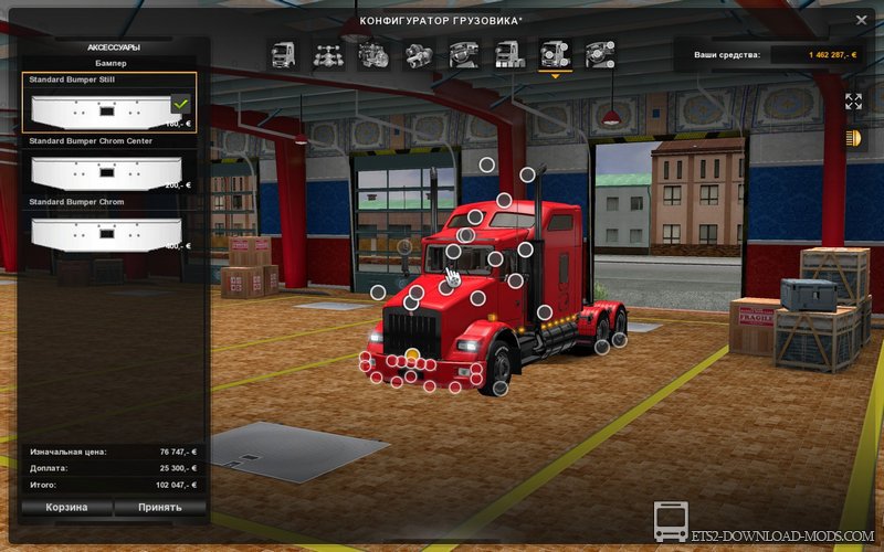 Грузовик Kenworth T800 v2.1 для Euro Truck Simulator 2