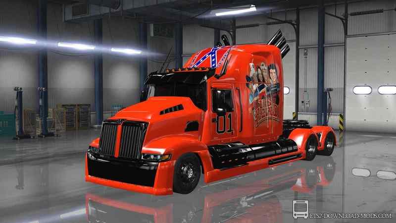 Скачать мод на мощный грузовик Wester Star 5700 Optimus Prime Edit  (обновлено для ETS 2 1.24)