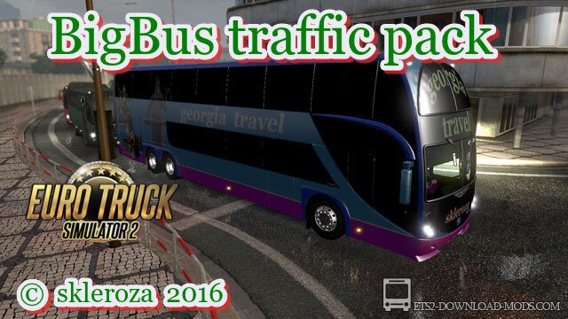 BigBus traffic pack для Euro Truck Simulator 2(пак автобусов в трафик для ETS 2)