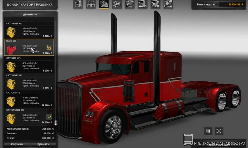 Грузовик Kenworth Phantom для Euro Truck Simulator 2 (тягач Kenworth Phantom для ETS 2)