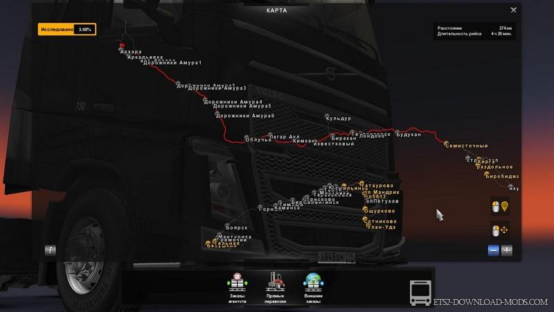 Карта Суровая Россия Байкал R4 для Euro Truck Simulator 2 (обновлено для ETS 2 1.26)