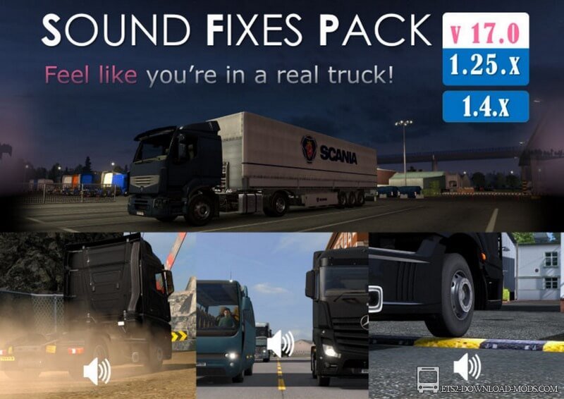 Пак звуков Sound Fixes Pack для Euro Truck Simulator 2 (реалистичные звуки для ETS 2)