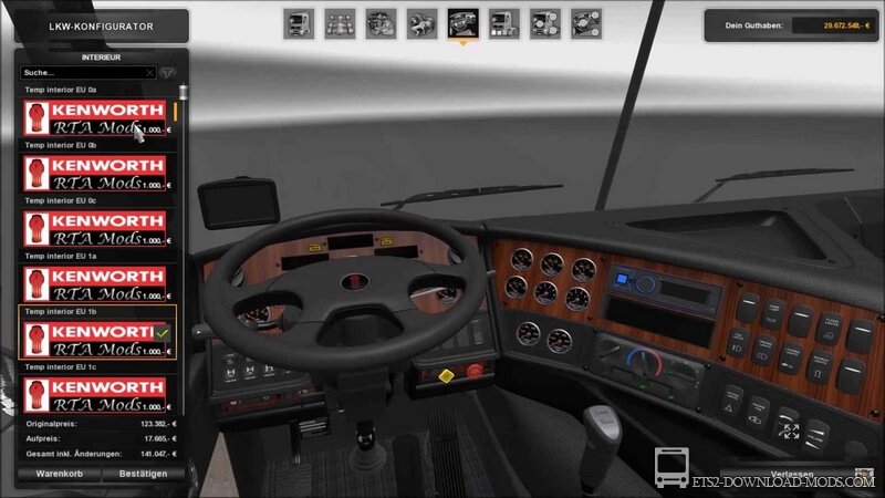 Мод на грузовик Kenworth k200 для Euro Truck Simulator 2 (обновлено для ETS 2 1.26)