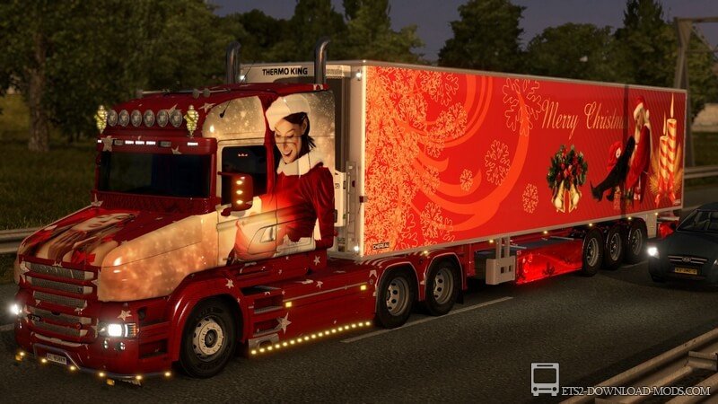 Праздничные рождественские скины и прицепы для Euro Truck Simulator 2 (Skins and Trailers Christmas Theme для ETS 2)