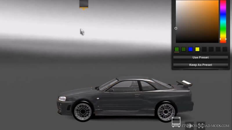 Автомобиль Nissan Skyline GTR R34 для Euro Truck Simulator 2 (легковое авто для ETS 2)