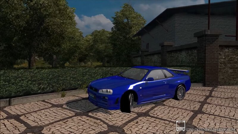 Автомобиль Nissan Skyline GTR R34 для Euro Truck Simulator 2 (легковое авто для ETS 2)