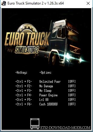Трейнер для Euro Truck Simulator 2 1.26