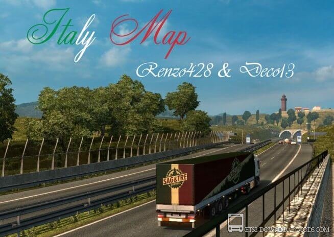 Карта Италии v1.1 для Euro Truck Simulator 2 (Italy Map v.1.1 для ETS 2 1.27)