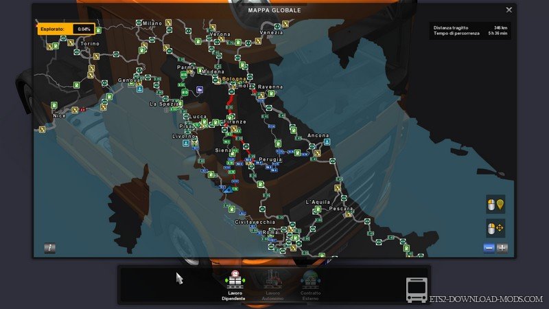 Карта Италии v1.1 для Euro Truck Simulator 2 (Italy Map v.1.1 для ETS 2 1.27)