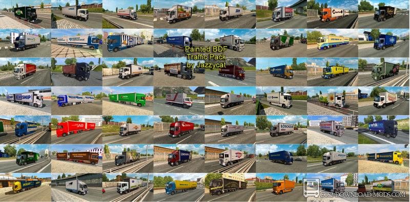 Пак BDF-прицепов со скинами в трафик от Jazzycat v2.2 для Euro Truck Simulator 2