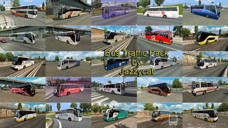 Пак автобусов в трафик от Jazzycat v3.1 для Euro Truck Simulator 2 1.30