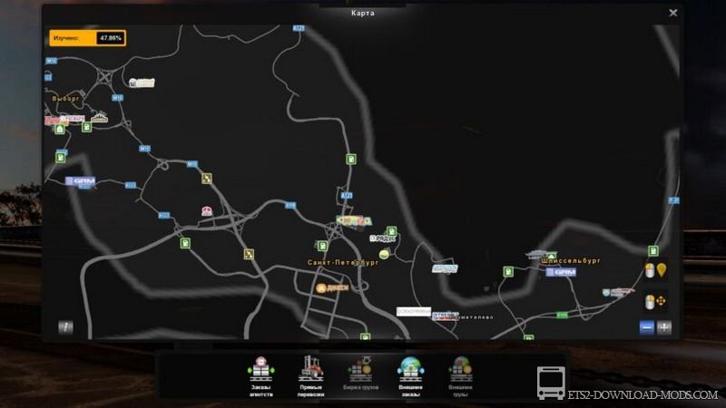 Скачать мод на Петербург и Выборг для карты России RusMap v2.0 в Euro Truck Simulator 2 1.36