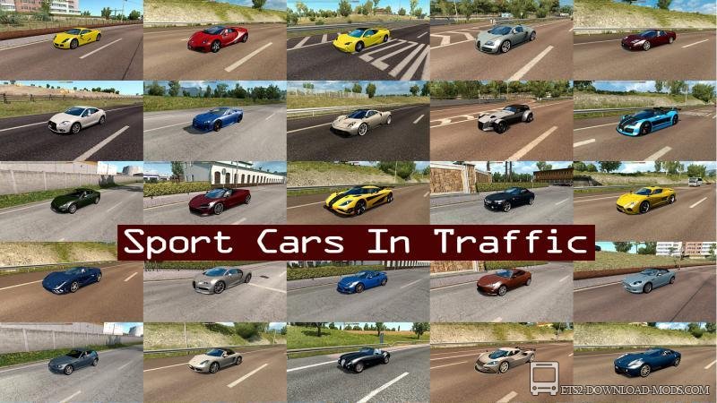 Скачать мод на трафик спорткаров для Euro Truck Simulator 2 1.36