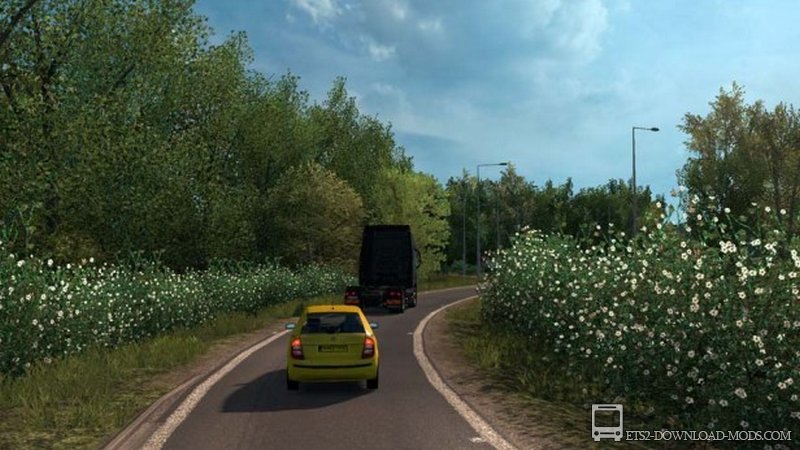Скачать погодный мод Spring Weather v3.5 для Euro Truck Simulator 2 1.37
